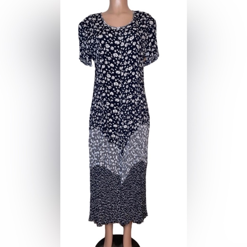 Jg Hook Black White Floral Short Sleeve Maxi Dress - Picture 3 of 11